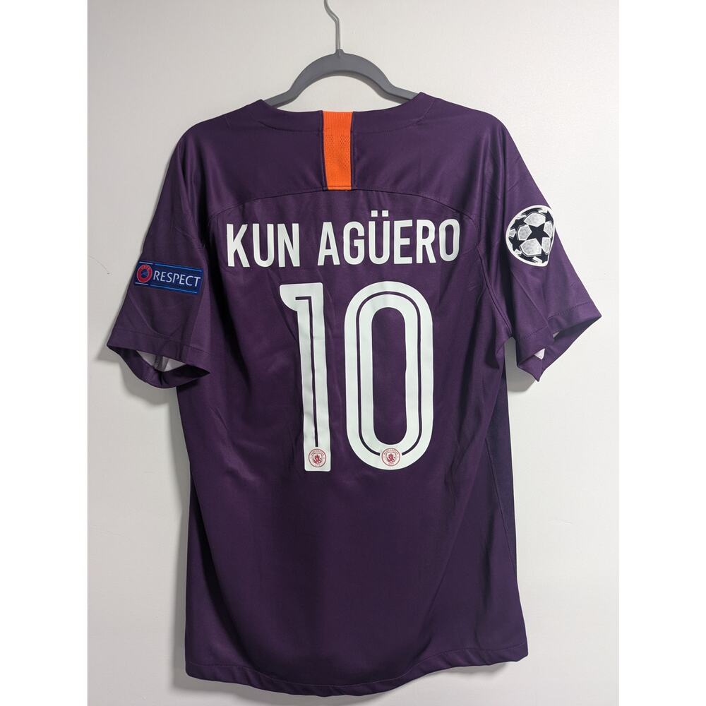Manchester City Aguero Jersey Large UCL Soccer Shirt